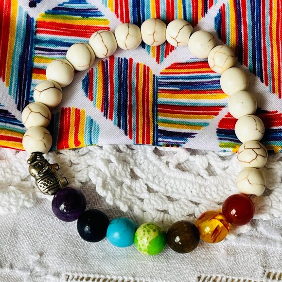 Beaded Bracelet Seven Chakra Natural Stone - Picture 1 of 5